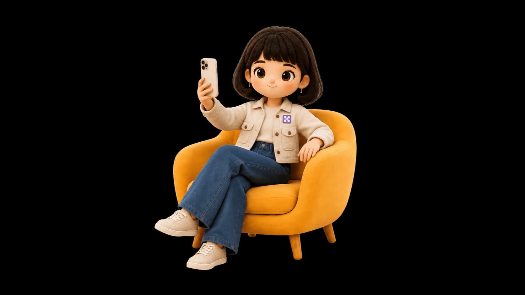 Chloe sitting in a yellow chair