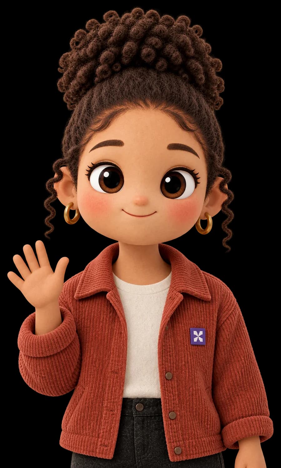 Rue, the Krev Email Manager, waving