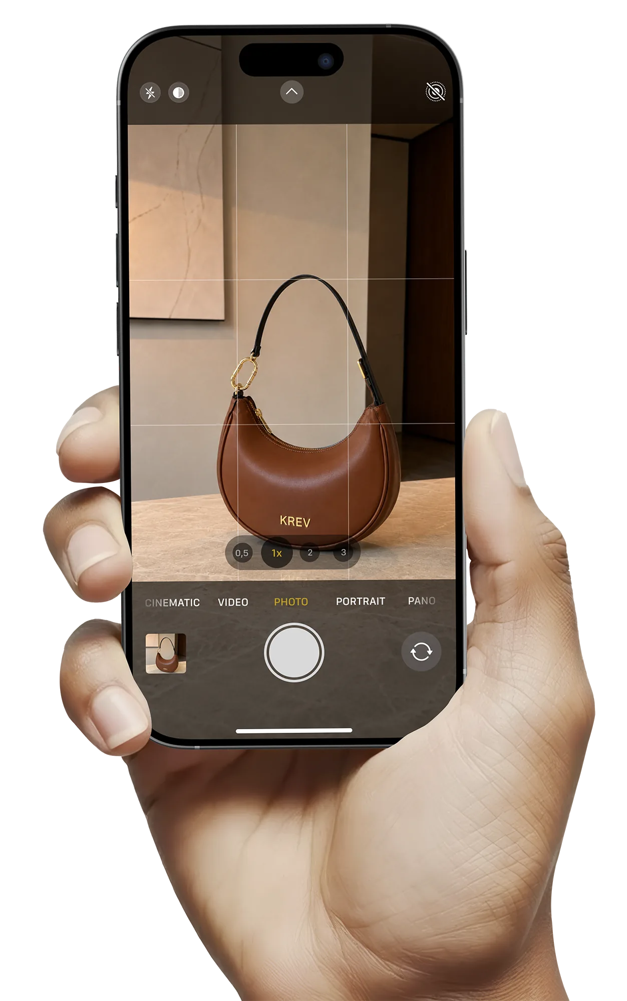 Krev product capture preview on a phone